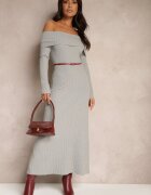 elsa.m by may Rochie Gri cu Vâscoză Decorată cu Decolteu rasfrânt Siarielis