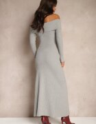 elsa.m by may Rochie Gri cu Vâscoză Decorată cu Decolteu rasfrânt Siarielis