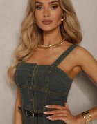elsa.m by may Rochie Jeans Bleumarin cu bretele închisă cu capse cu curea din imitație de piele Wemia