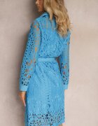 elsa.m by may Rochie Koszulowa Mini Albastră din dantelă ajurată și cu centură Norila
