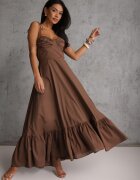 elsa.m by may Rochie Maro Cloș din Bumbac cu Bretele Legate Milistia
