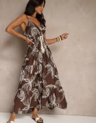 elsa.m by may Rochie Maro din Vâscoză cu Șnur și Model Brodat Liralette