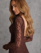 elsa.m by may Rochie Maro Elegantă din Dantelă cu Spatele Gol Lilafera