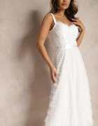 elsa.m by may Rochie Maxi Albă Cloș cu Bretele și Corset în Partea de Sus Ocartia