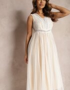 elsa.m by may Rochie Maxi Albă cu croială evazată cu Dantelă și Tul Herdolia
