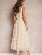 elsa.m by may Rochie maxi Bej deschis cloș cu bretele cu top tip corset Ocartia