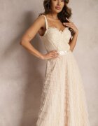 elsa.m by may Rochie maxi Bej deschis cloș cu bretele cu top tip corset Ocartia