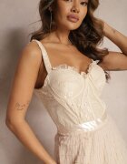 elsa.m by may Rochie maxi Bej deschis cloș cu bretele cu top tip corset Ocartia