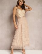 elsa.m by may Rochie Maxi Bej Evazată cu bretele și top corset Ocartia