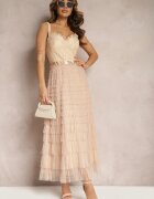 elsa.m by may Rochie Maxi Bej Evazată cu bretele și top corset Ocartia