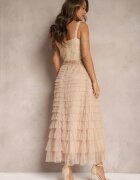 elsa.m by may Rochie Maxi Bej Evazată cu bretele și top corset Ocartia
