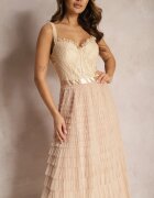 elsa.m by may Rochie Maxi Bej Evazată cu bretele și top corset Ocartia