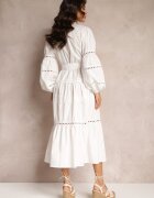 elsa.m by may Rochie midi Albă cu nasturi și dantelă Feralo