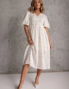 elsa.m by may Rochie midi din dantelă bej deschis din viscoză Olikis