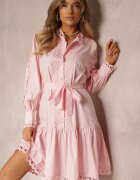 elsa.m by may Rochie Midi Roz deschis cu Inserții ajurate și cordon legat Hudo