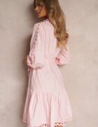 elsa.m by may Rochie Midi Roz deschis cu Inserții ajurate și cordon legat Hudo
