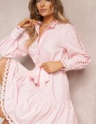 elsa.m by may Rochie Midi Roz deschis cu Inserții ajurate și cordon legat Hudo
