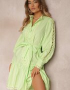 elsa.m by may Rochie Midi Verde deschis cu inserții ajurate și curea cu legătură Hudo
