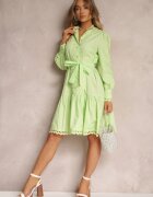 elsa.m by may Rochie Midi Verde deschis cu inserții ajurate și curea cu legătură Hudo
