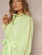 elsa.m by may Rochie Midi Verde deschis cu inserții ajurate și curea cu legătură Hudo