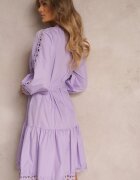 elsa.m by may Rochie Midi Violet Deschis cu Inserții Ajurate și Curea Legată Hudo