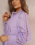 elsa.m by may Rochie Midi Violet Deschis cu Inserții Ajurate și Curea Legată Hudo