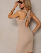 elsa.m by may Rochie mini bej reiată cu bretele încrucișate la spate Neisa