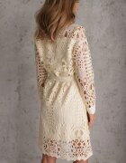 elsa.m by may Rochie Mini Bej Tip Cămașă din Dantelă Ajurată și cu curea Norila