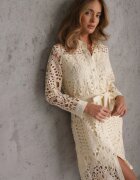 elsa.m by may Rochie Mini Bej Tip Cămașă din Dantelă Ajurată și cu curea Norila