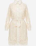 elsa.m by may Rochie Mini Bej Tip Cămașă din Dantelă Ajurată și cu curea Norila