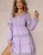 elsa.m by may Rochie Mini Mov Evazată cu Decolteu Decorativ cu Dantelă Eudovana