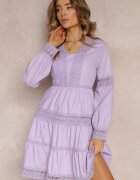 elsa.m by may Rochie Mini Mov Evazată cu Decolteu Decorativ cu Dantelă Eudovana