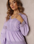 elsa.m by may Rochie Mini Mov Evazată cu Decolteu Decorativ cu Dantelă Eudovana