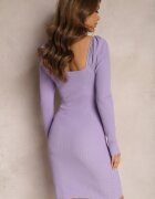 elsa.m by may Rochie Mini Mov Rebrată Cu Croială Cambrată Cu Legătură și Decupaj Xerdessa