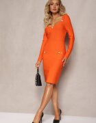 elsa.m by may Rochie Mini Portocalie Mulată cu Nasturi Perlați Vaast
