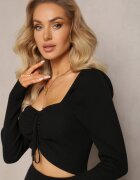 elsa.m by may Rochie Mini Reiată Neagră cu croială mulată cu legătură și decupaj Xerdessa