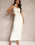 elsa.m by may Rochie Mulată Bej deschisă cu Bretele Reglabile Decorată cu Broșă și Volan Vimaritha