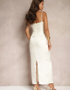 elsa.m by may Rochie Mulată Bej deschisă cu Bretele Reglabile Decorată cu Broșă și Volan Vimaritha