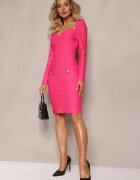 elsa.m by may Rochie mulată mini fucsia cu nasturi perlați Vaast