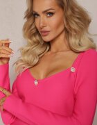 elsa.m by may Rochie mulată mini fucsia cu nasturi perlați Vaast