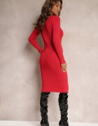 elsa.m by may Rochie Mulate Roșie Tip Pulover cu Decupaj și Legătură în Față Keriana