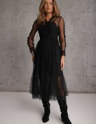 elsa.m by may Rochie Neagră Cloș Midi din Tulle cu Dantelă Rislaine