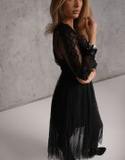 elsa.m by may Rochie Neagră Cloș Midi din Tulle cu Dantelă Rislaine