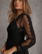elsa.m by may Rochie Neagră Cloș Midi din Tulle cu Dantelă Rislaine