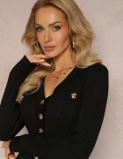 elsa.m by may Rochie Neagră cu Croială Ajustată cu Nasturi Decorativi Velikorre