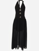 elsa.m by may Rochie Neagră cu Decolteu Halter și Butoane Decorative în Față Nesia