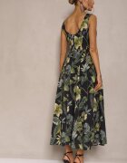 elsa.m by may Rochie Neagră cu Imprimeu Floral din Bumbac cu Croială Cloș Korlio