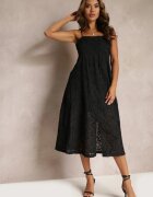 elsa.m by may Rochie Neagră cu Textură Delicată și Șlit la Bază Kendia