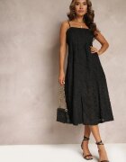elsa.m by may Rochie Neagră cu Textură Delicată și Șlit la Bază Kendia
