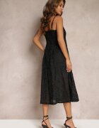 elsa.m by may Rochie Neagră cu Textură Delicată și Șlit la Bază Kendia